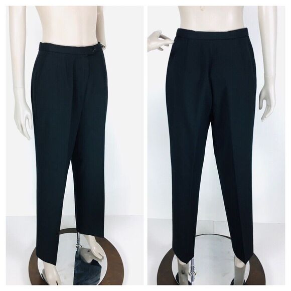 Vintage 70s York Yair Black Wool High Waist Pleated Trouser Pants - Picture 4 of 11